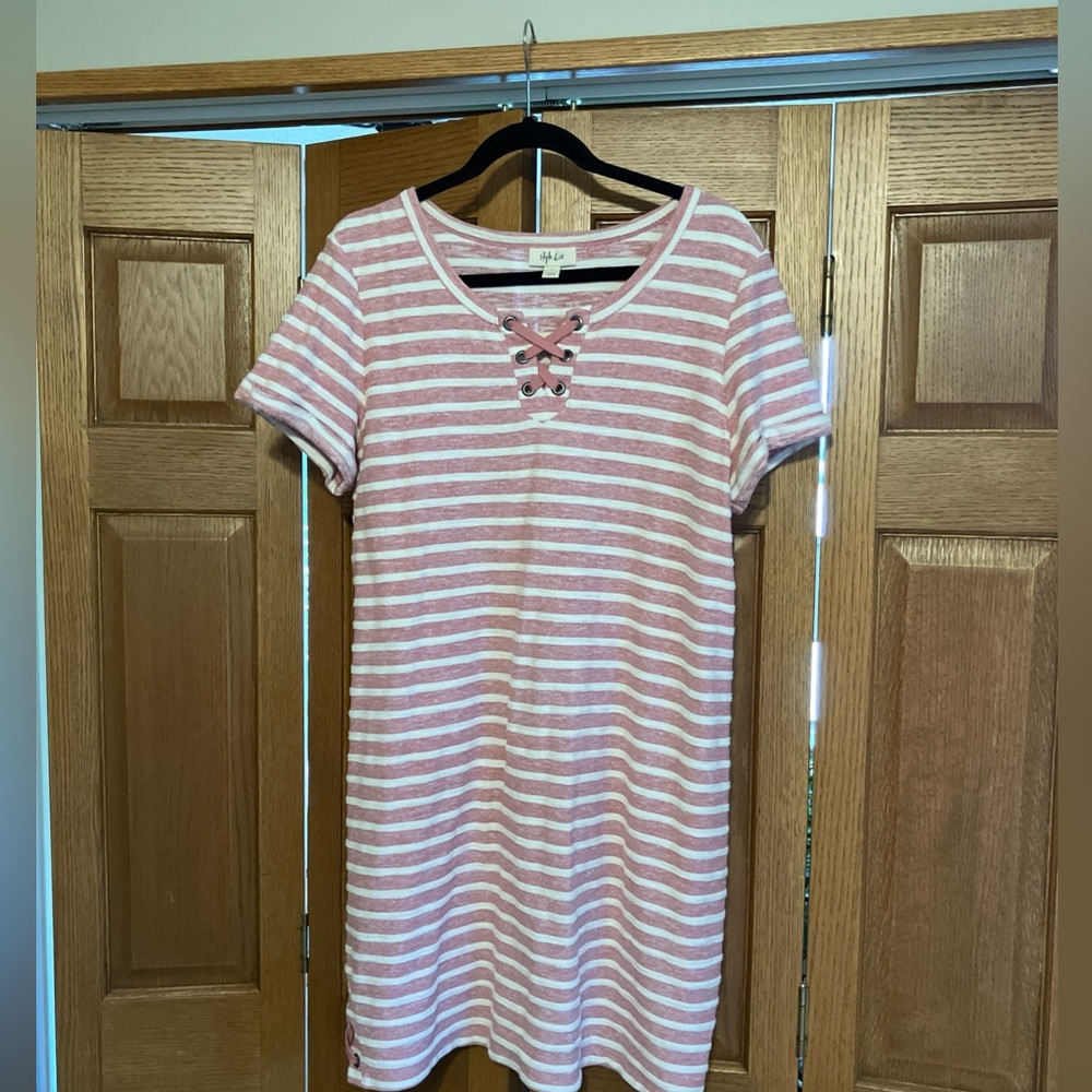 Striped dress summer jersey knit cotton. Large NWOT